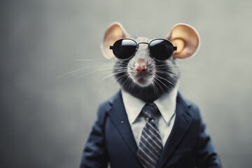 Il ratto con occhiali e cravatta - obrazy, fototapety, plakaty