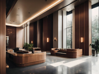Elegant Modern Lobby Interior Design with copy space
