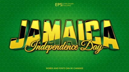 jamaica editable text effect with jamaica flag pattern suitable for poster design about holiday, Feast day or jamaica independence day moment