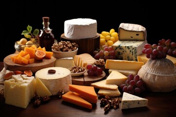 assortment of differently aged cheeses