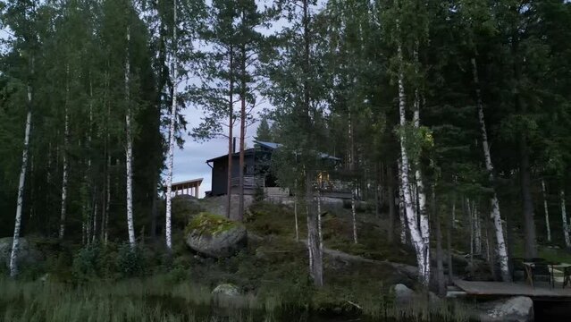Norwegian cabin by the fjord, summer evening