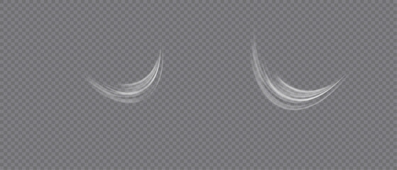 Air, smoke or wind motion effect isolated on a see-through background. Realistic illustration of abstract dust flows, scratch lines or wind flows in vector format. - obrazy, fototapety, plakaty