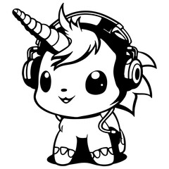 Cute Unicorn Outline Vecter Illustration
