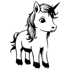 Cute Unicorn Outline Vecter Illustration
