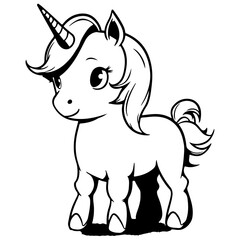 Cute Unicorn Outline Vecter Illustration