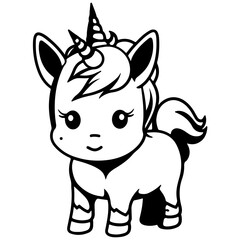Cute Unicorn Outline Vecter Illustration