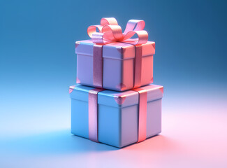 Obraz premium Minimal background pattern composition of pastel pink, blue and green Christmas gift box. New Year concept.