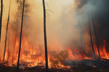 burning forest causing lots of smoke