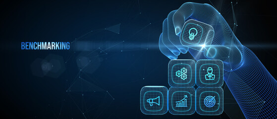 Business concept of benchmark. Benchmarking. 3d illustration