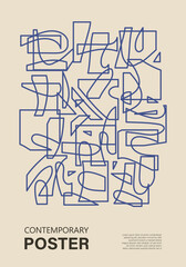 Minimalist wall art poster with abstract shapes contemporary style collage