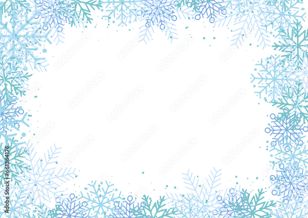 Poster christmas background with snowflake border design