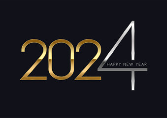 Modern gold and silver Happy New Year background design