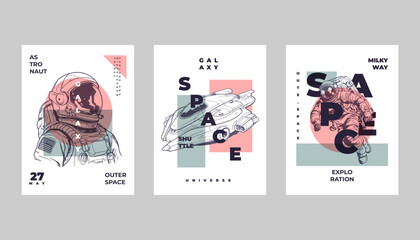 abtract poster of astronaout, galaxy, space, universe