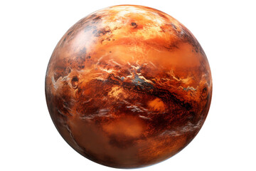 Scientific Visualization: Detailed Mars Isolated Transparent Background - obrazy, fototapety, plakaty