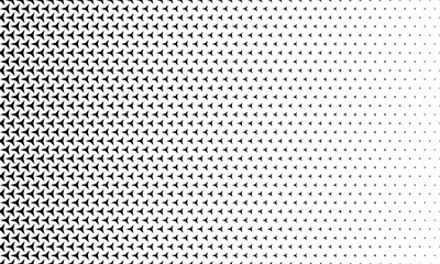 Black and white design. Horizontal black halftone of three sharp triangles design for pattern and background