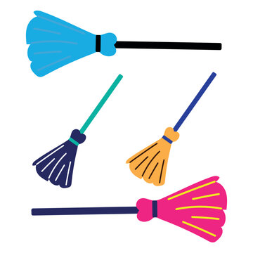 broom and shovel. set of cleaning equipment. Broom icon vector design template in white background. Broom icon set vector design