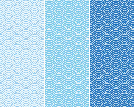Japanese wave seamless pattern collection
