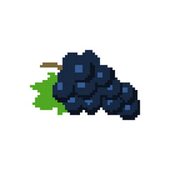 Obraz premium purple grapes pixel art vector illustration isolated on white background.