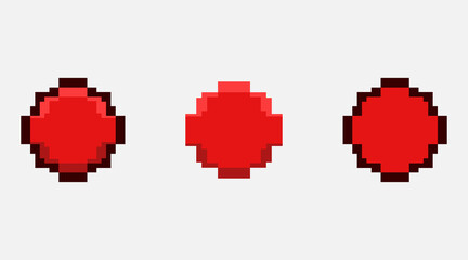 Red pixel button - obrazy, fototapety, plakaty