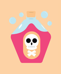 Vector Artwork of a Poison Bottle with a Skull Danger Sign.