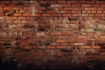 Realistic empty aged brick wall texture, background wallpaper for videos with Generative AI