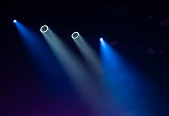 Stage light with blue reflectors