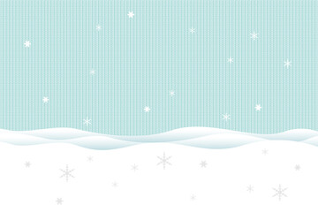 雪景色と雪の結晶、ニットの背景イラスト