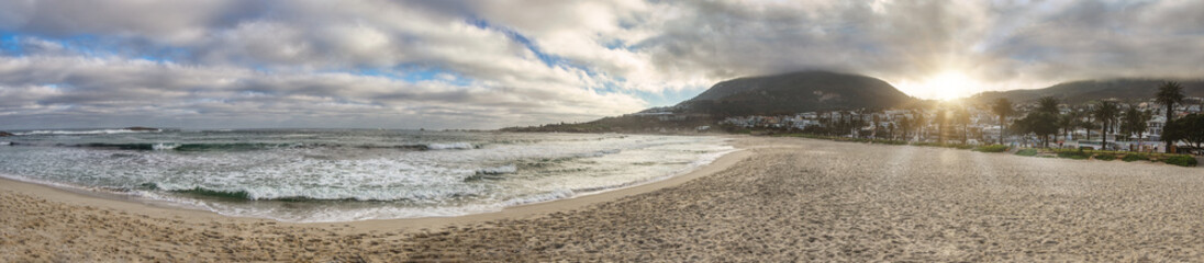 South Africa Cape town, table mountain, touristic destination, beach and ocean panorama