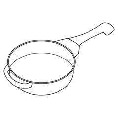 frying pan line vector illustration
