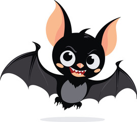 Vector illustration of a cartoon Halloween bat on a white background