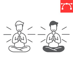 Spirituality line and glyph icon, meditation and mindfulness, Spiritual vector icon, vector graphics, editable stroke outline sign, eps 10.