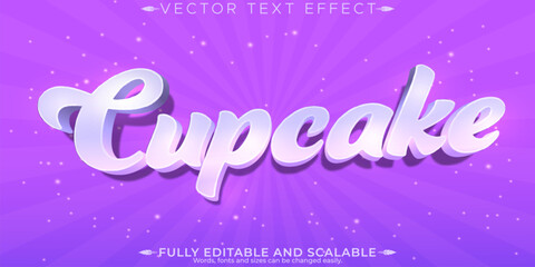 Cupcake text effect, editable dessert and sweet customizable font style