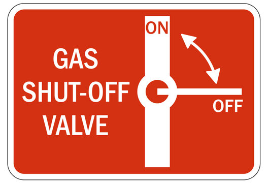 Gas shut off sign and labels gas shut off valve