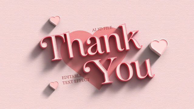 3d Thank you editable text effect