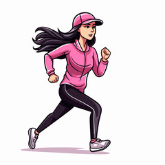 Fototapeta na wymiar Female runner hand-drawn illustration. Female runner. Vector doodle style cartoon illustration