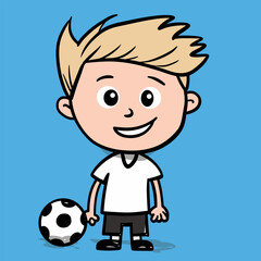 Soccer player hand-drawn comic illustration. Football player. Vector doodle style cartoon illustration