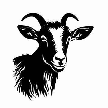 recommend clip art: Goat black icon on white background. Goat silhouette