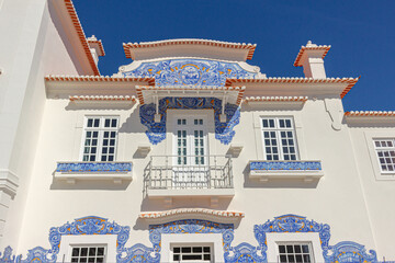 Facade of the train station in Aveiro, Portugal