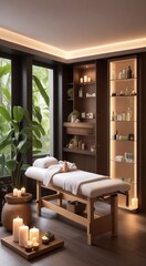 modern spa salon interior with sofa, modern spa salon, close-up of spa salon interior, massage salon interior