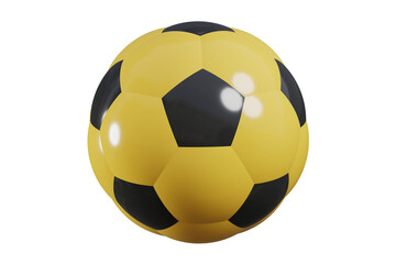 Soccer ball. Realistic football ball. Yellow and black colors. 3d rendering