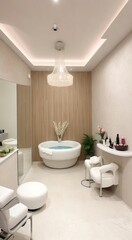 Fototapeta na wymiar modern spa salon interior with sofa, modern spa salon, close-up of spa salon interior, massage salon interior