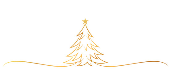 golden christmas tree line art style. element vector eps 10