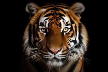 Tiger face on black background