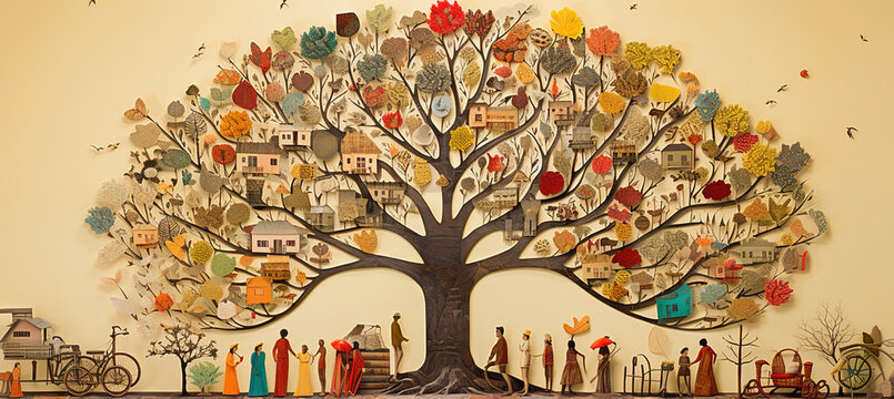 Family tree illustration, template for a mug.