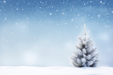 Fototapeta na wymiar snowy pine tree in winter, in the style of bokeh panorama, generative ai