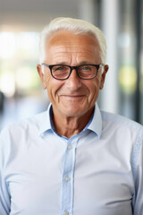 Fototapeta premium Portrait of smiling senior man with eyeglasses.