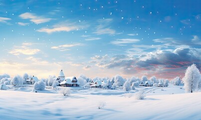 Fototapeta na wymiar Winter Scenery With Snow-covered Trees. Christmas background. Generative AI