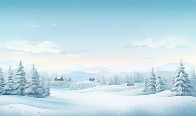 Winter Scenery With Snow-covered Trees. Christmas background. Generative AI