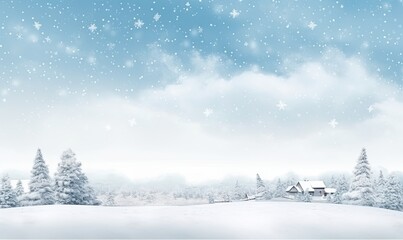 Fototapeta premium Winter Scenery With Snow-covered Trees. Christmas background. Generative AI