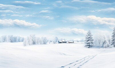 Fototapeta premium Winter Scenery With Snow-covered Trees. Christmas background. Generative AI